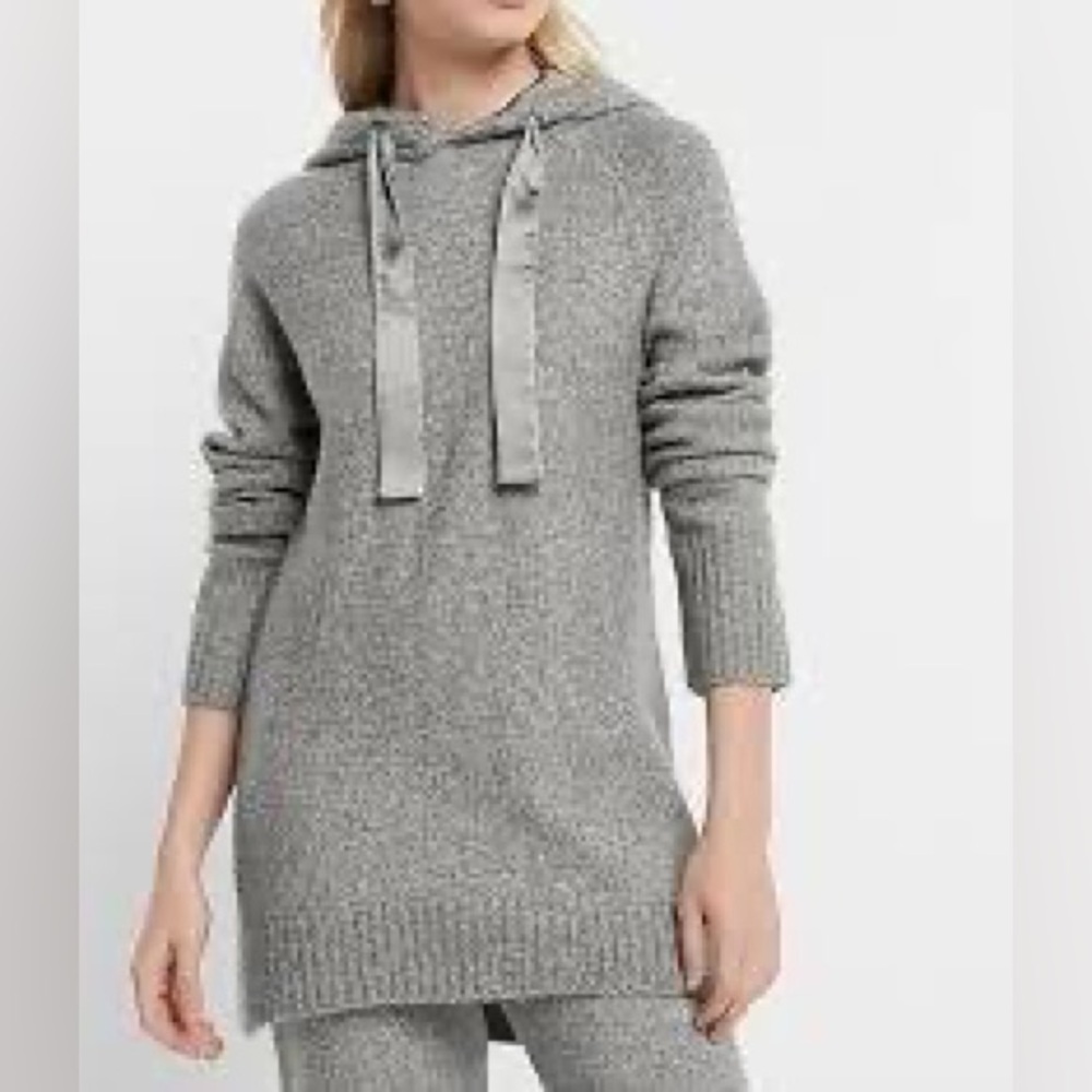 Express Heather Gray Oversized Knit Sweater